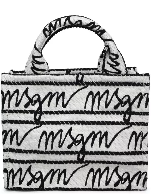 MSGM Logo Jacquard Open Top Tote Bag