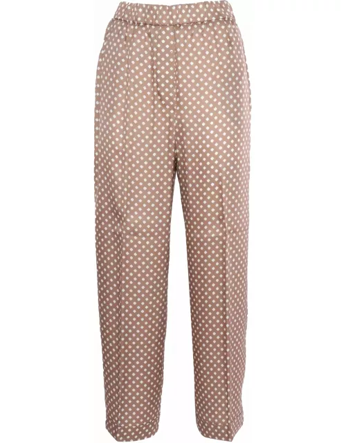Peserico Brown Trousers With Polka Dot