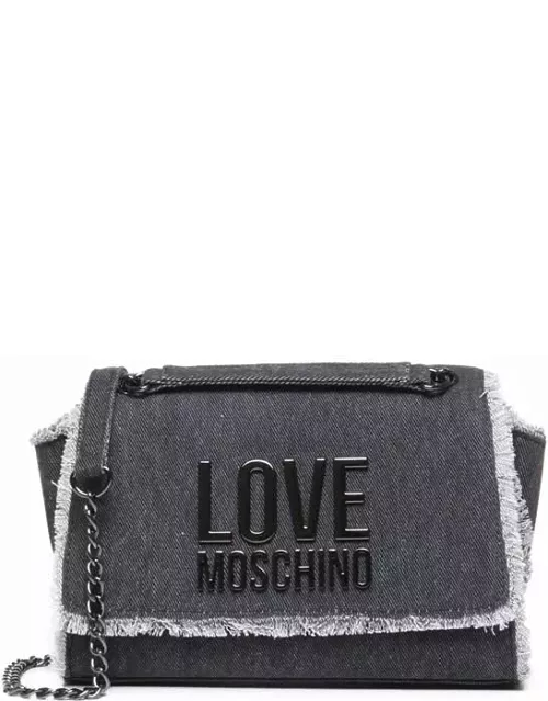 Love Moschino Denim Shoulder Bag With Fringe