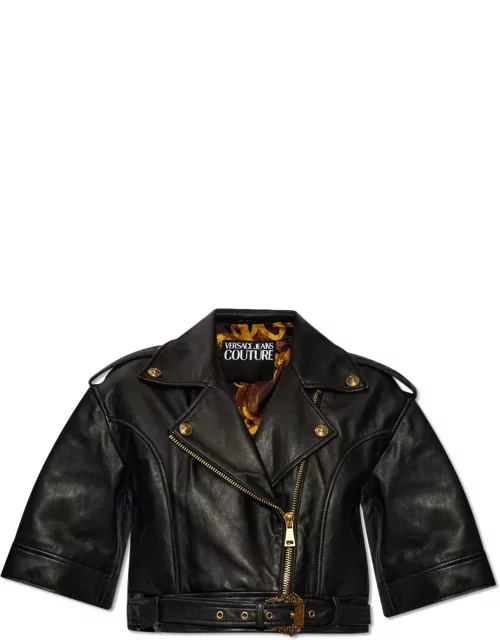 Versace Jeans Couture Leather Jacket With Short Sleeve