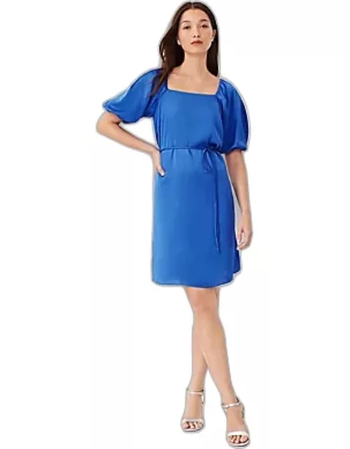 Ann Taylor Puff Sleeve Square Neck Dres