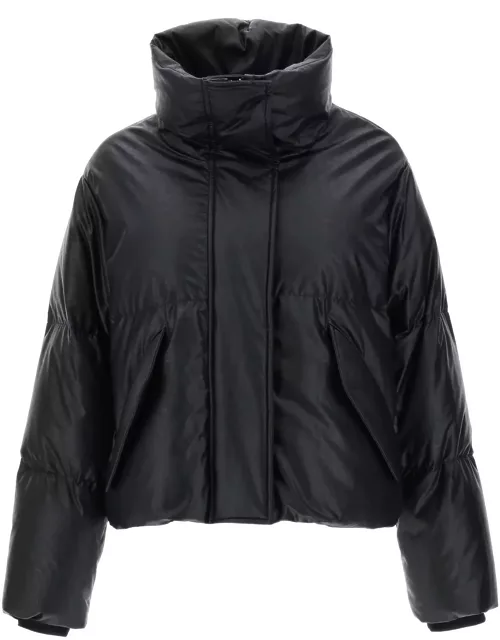 MM6 MAISON MARGIELA faux leather puffer jacket with back logo embroidery