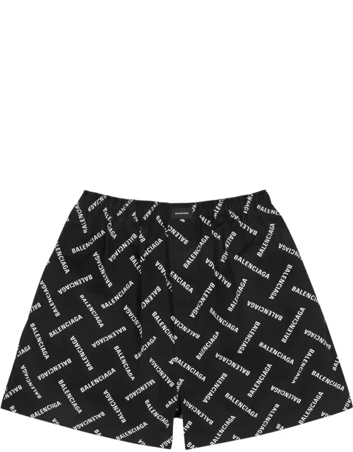 Balenciaga Logo-print Cotton-poplin Shorts - Black - 46 (IT46 / S)