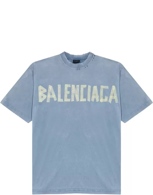 Balenciaga Tape Type Logo Cotton T-shirt - Blue