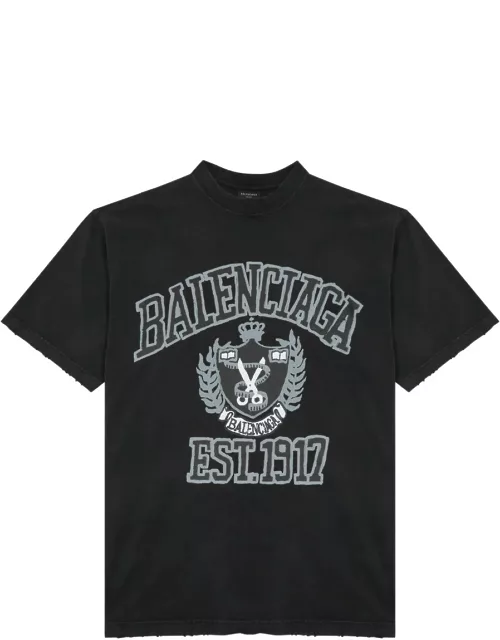 Balenciaga Diy College Printed Cotton T-shirt - Black