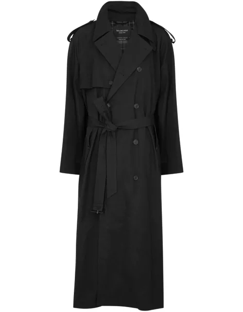 Balenciaga Double-breasted Cotton Trench Coat - Black