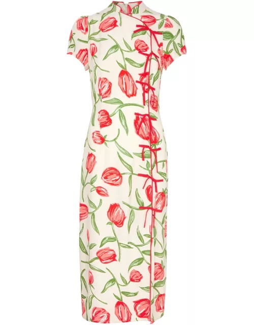 Kitri Leia Floral-print Georgette Midi Dress - Ivory - 10 (UK10 / S)