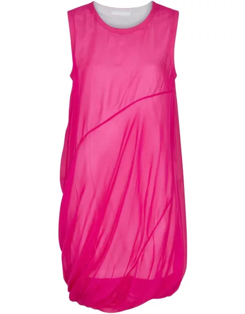 Helmut Lang Bubble Silk Mini Dress - Fuchsia - M (UK12 / M)
