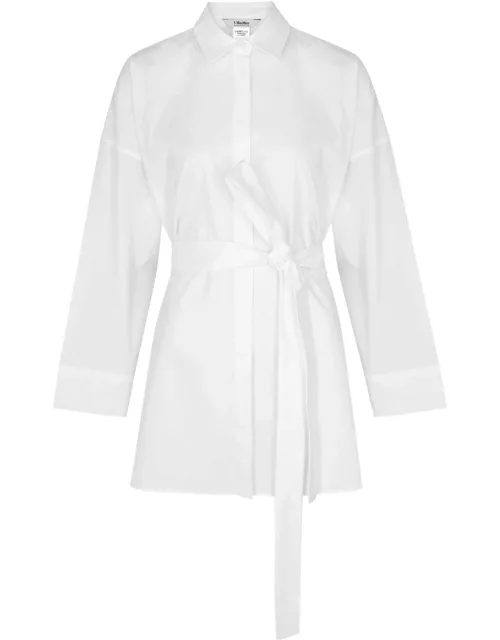 S Max Mara Belted Cotton-poplin Shirt - White - 10 (UK10 / S)