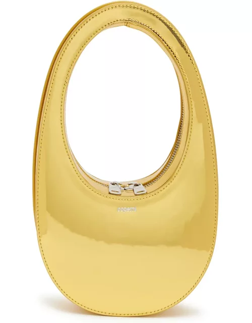 Coperni Swipe Mini Metallic Faux Leather top Handle bag - Gold