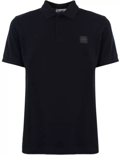 Stone Island Navy Blue Pigment Dyed Slim Fit Polo Shirt
