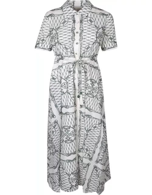 Tory Burch Allover Graphic Printed Short Sleeved Dres