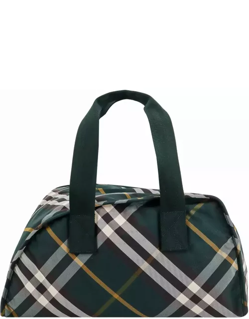 Burberry Shield Duffle Check Green Bag