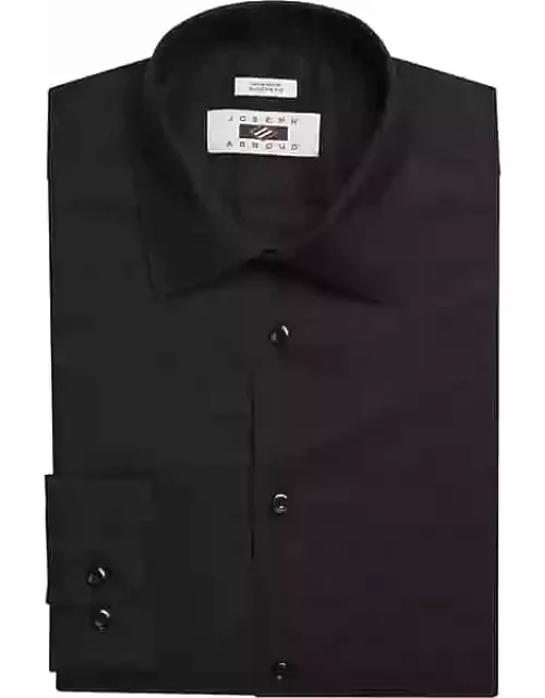 Joseph Abboud Men's Modern Fit Spread Collar Dress Shirt Black Solid