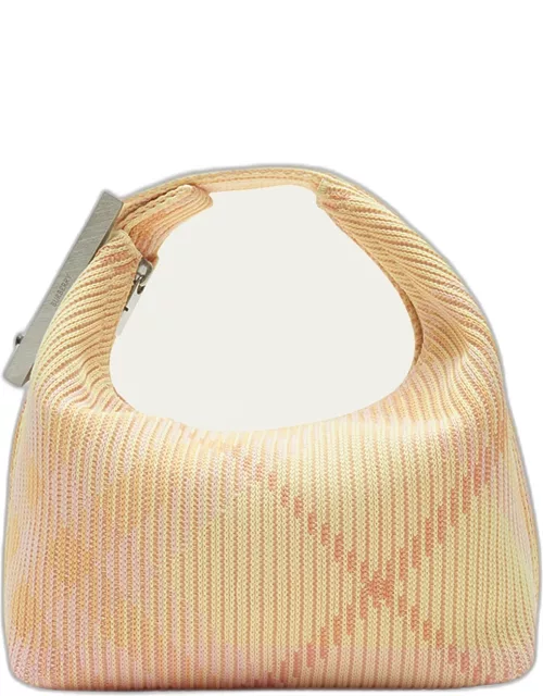 Check Knitted Top-Handle Bag