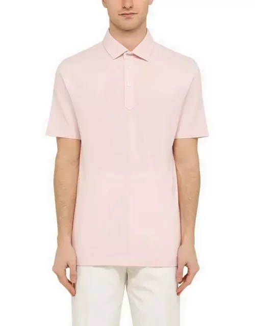 Pink cotton short-sleeved polo shirt