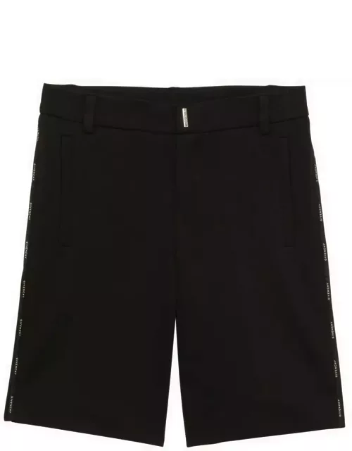 Black cotton-blend bermuda short