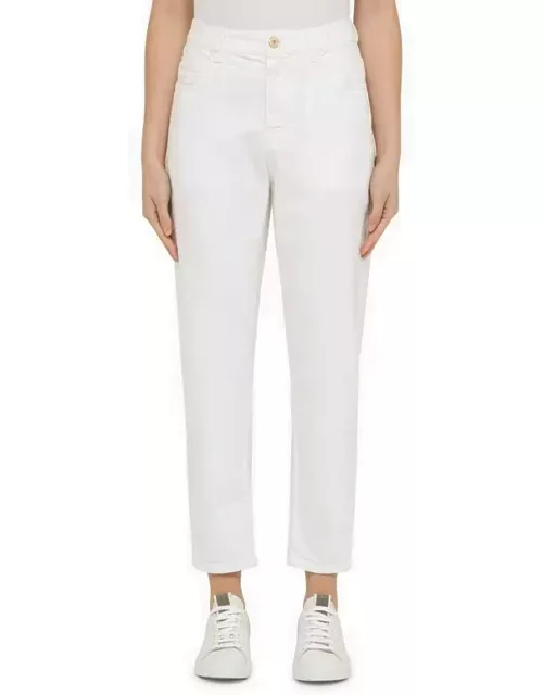 Regular white cotton trouser