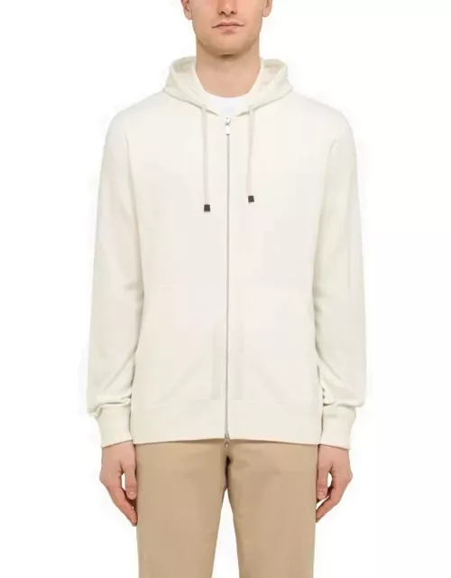 Ivory cashmere zipped hoodie