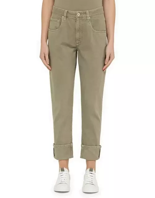 Safari green regular cotton trouser