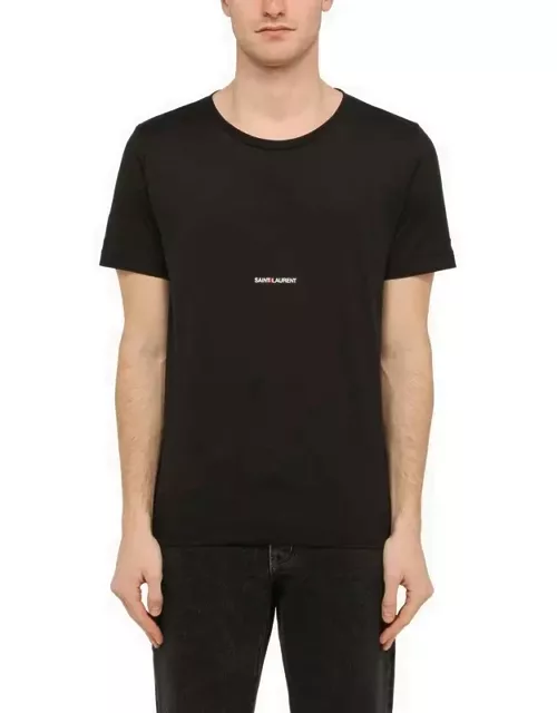 Black logo-print crewneck t-shirt