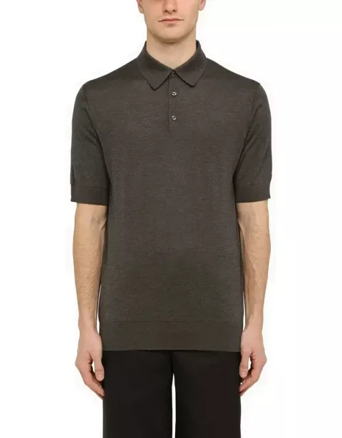 Grey silk short-sleeved polo shirt