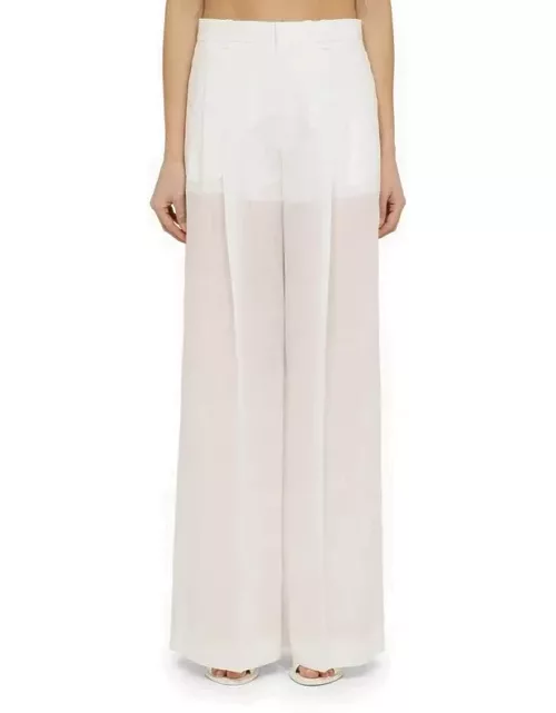 White wide trousers in ramie