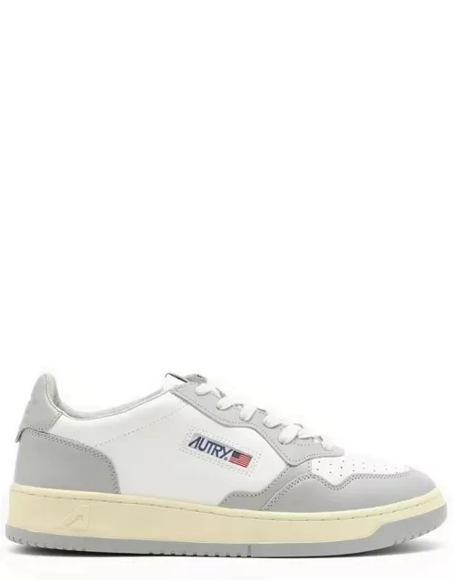 Medalist white/grey leather trainer