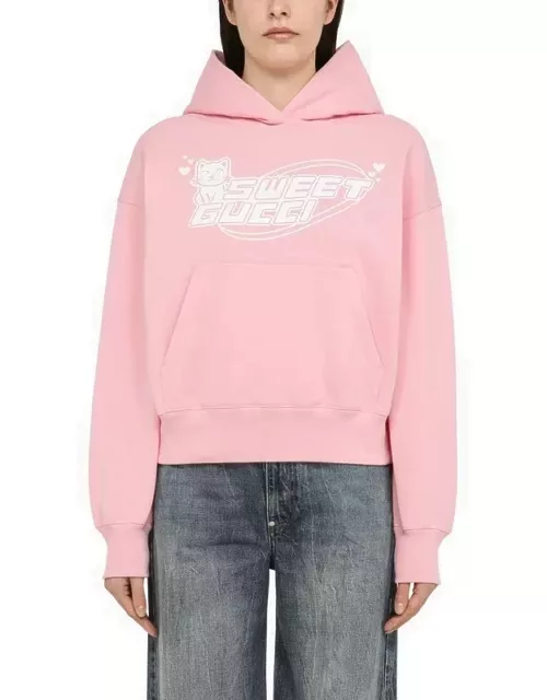 Pink cotton sweatshirt with logo
