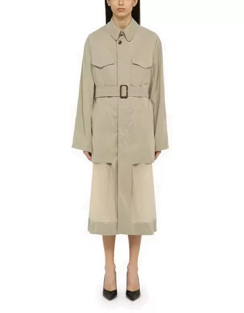Décortiqué sand-coloured reversible single-breasted trench coat