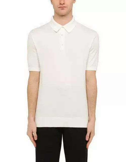 White cotton short-sleeved polo shirt