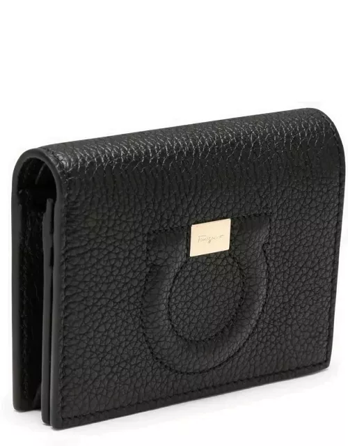 Small black leather wallet with logo