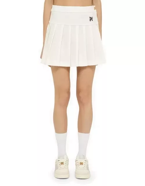White cotton pleated mini skirt