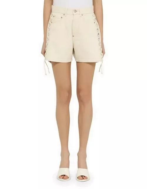 Cotton écru shorts with lace