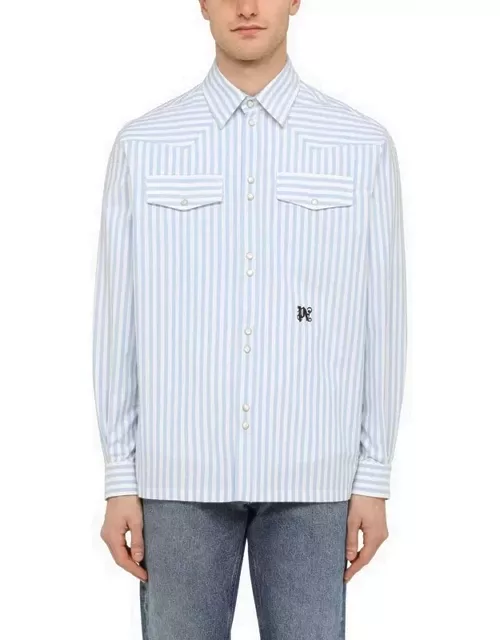 Blue and white striped sleeve shirt
