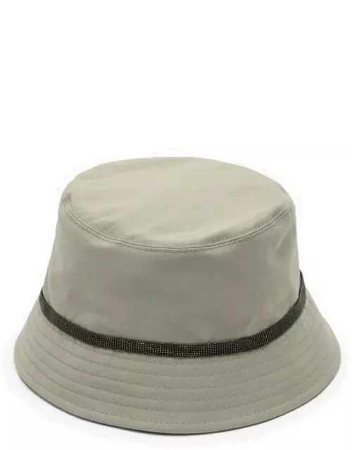 Olive green cotton and linen bucket hat