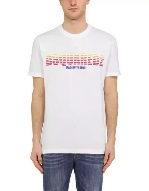 White T-shirt with multicoloured logo