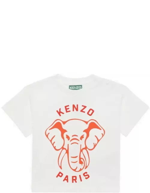 Ivory cotton T-shirt with logo