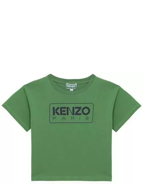 Mint green cotton T-shirt with logo