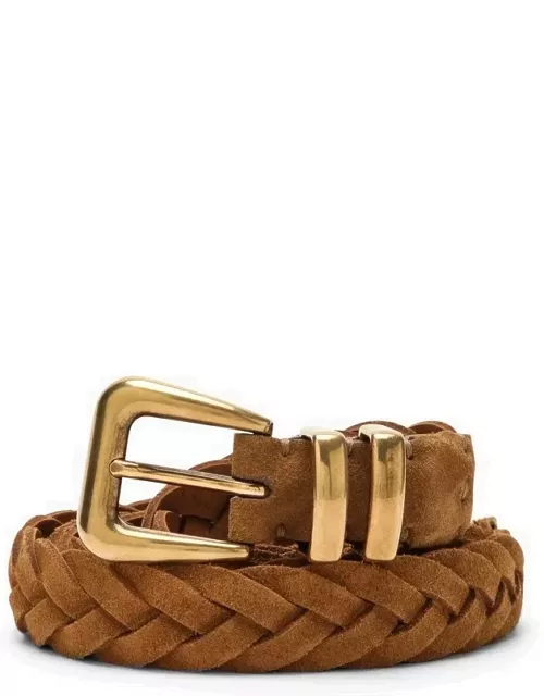Whisky-coloured braided suede belt