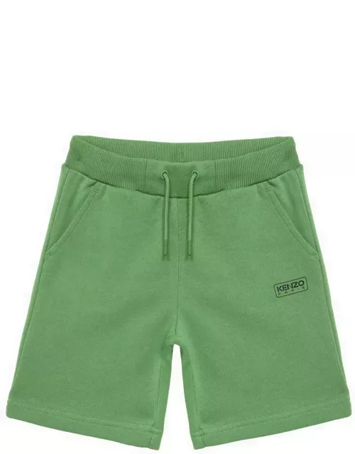 Mint green cotton shorts with logo
