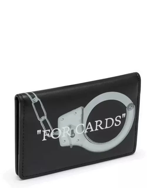 Black/white leather card case