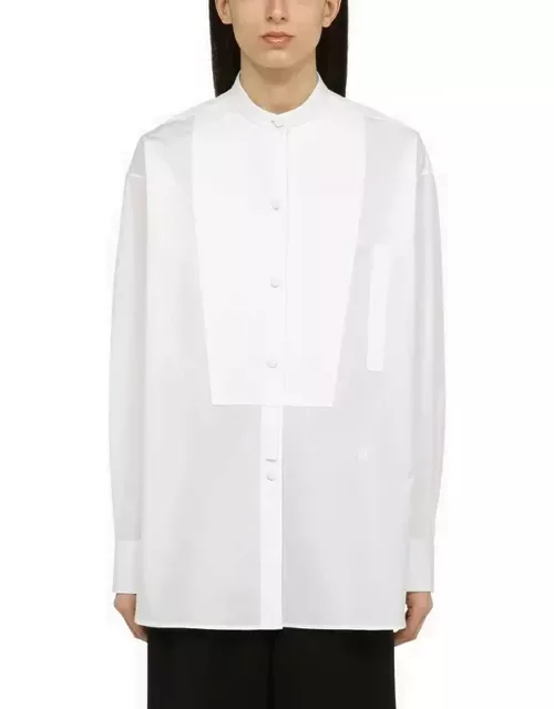 White cotton shirt with serape collar