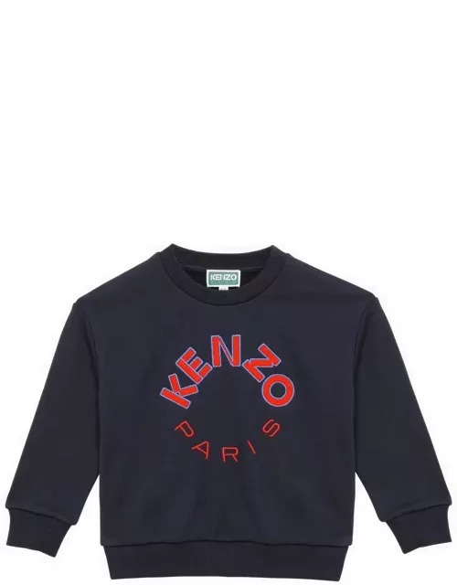 Navy blue cotton sweatshirt with logo