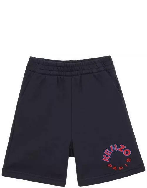 Navy blue cotton shorts with logo