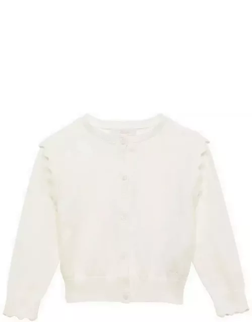 White cotton cardigan with wavy edge
