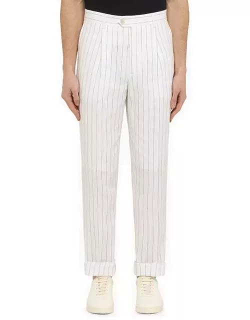 White linen pinstripe trouser