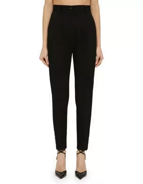 Black wool and silk trouser