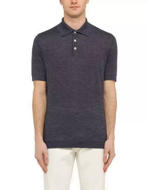 Dark blue short-sleeved polo shirt