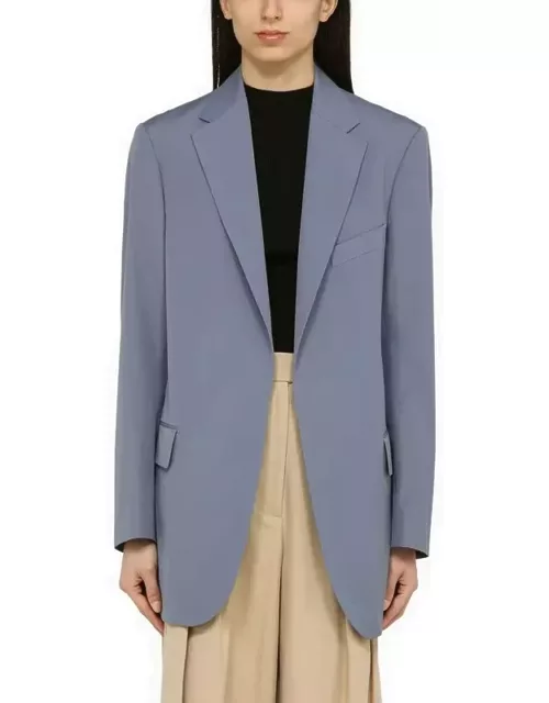 Light blue single-breasted jacket in cotton